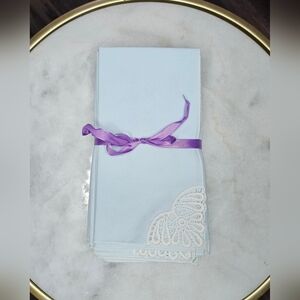 Vintage LOT OF‎ 15 Lace Trim Powder Blue Handkerchiefs 15.5"x16"